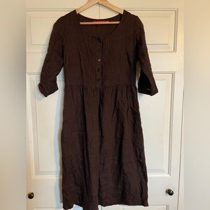 Pyne&Smith black and brown striped linen dress